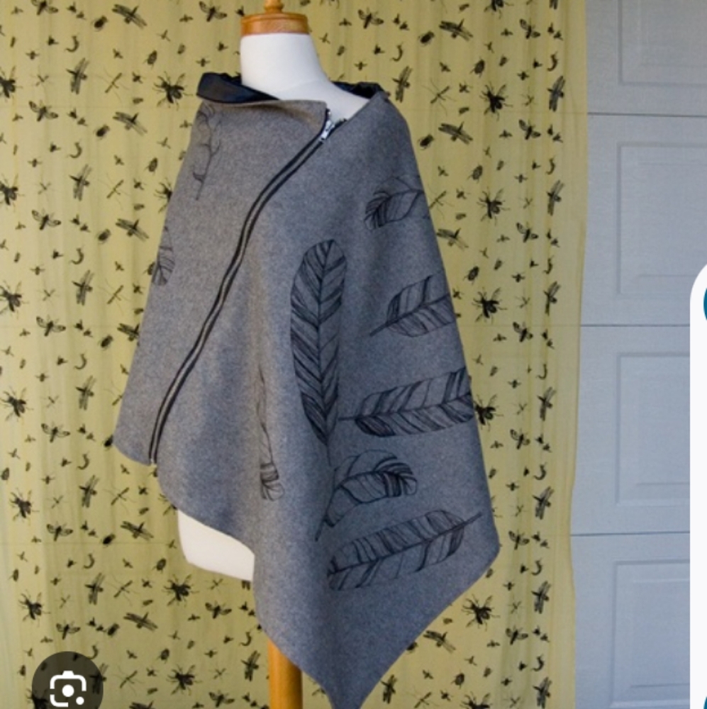 Blue Asymmetrical Wrap Midi Cape - Picture 5 of 6